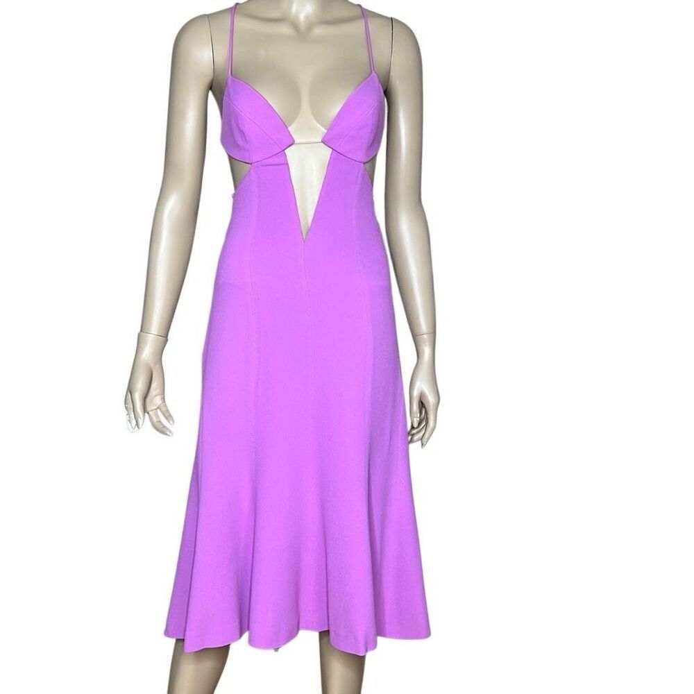 NWT Gai Mattiolo Plunging V-neckline Structured Cups Cut-out front detail Purple